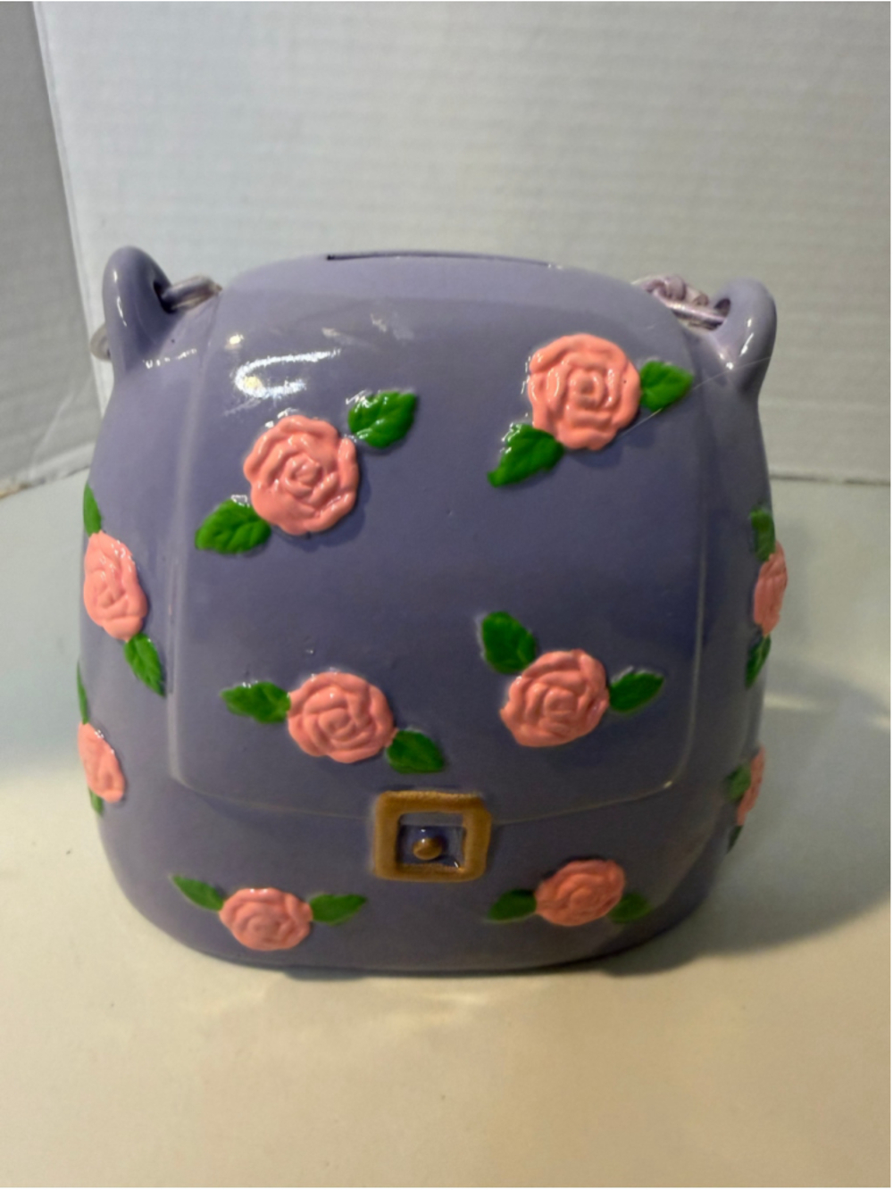 Unbranded Home Decor Ceramic Floral Piggy Bank One Size Purple Pink